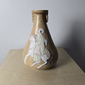 Porseval Porcelain Vase Man on Horse Made in Spain